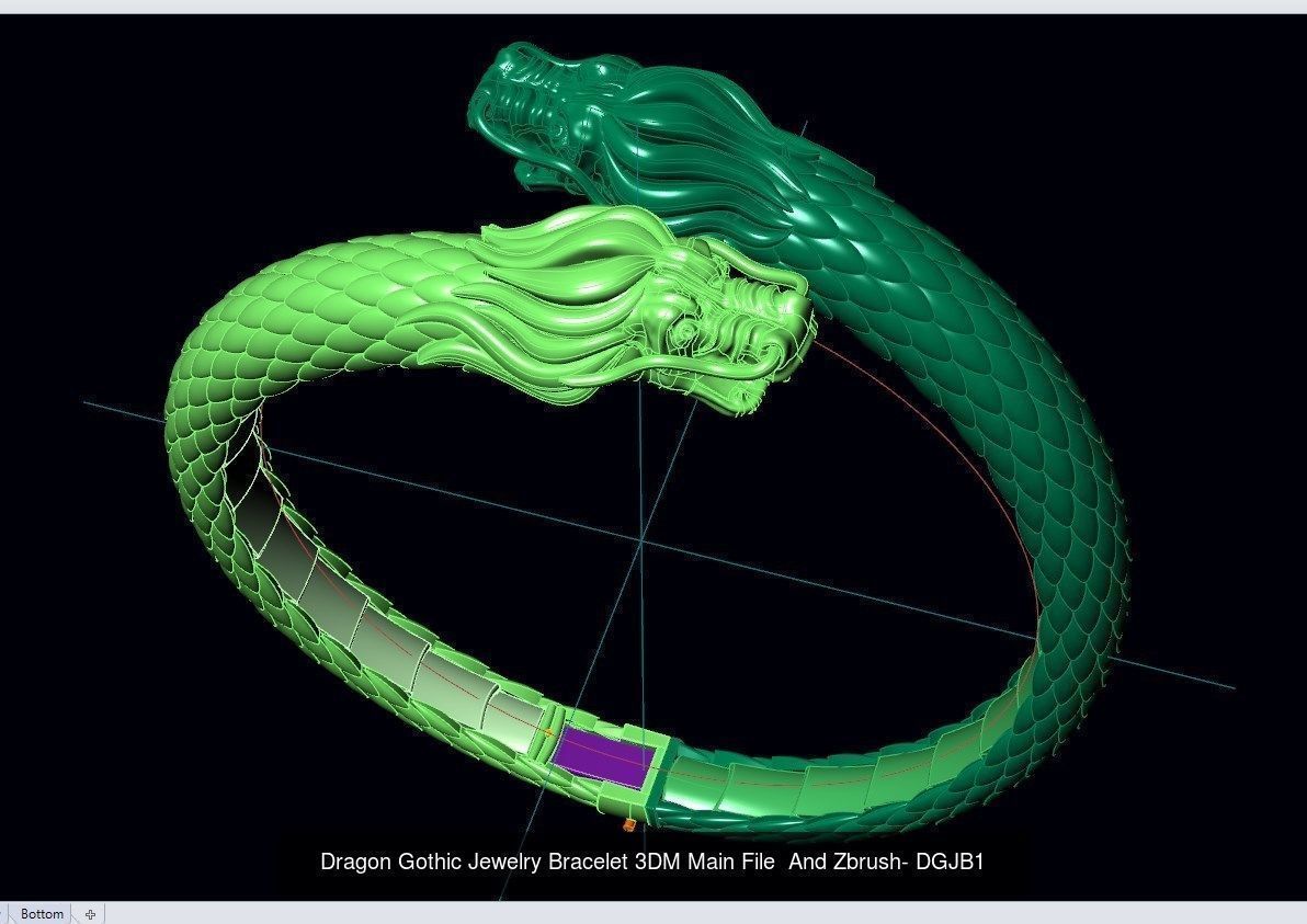 DGJB1-Dragon Bracelet 3DM Main File-STL- Zbrush Files 3D Model Collection_7