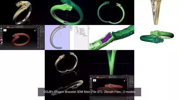 DGJB1-Dragon Bracelet 3DM Main File-STL- Zbrush Files