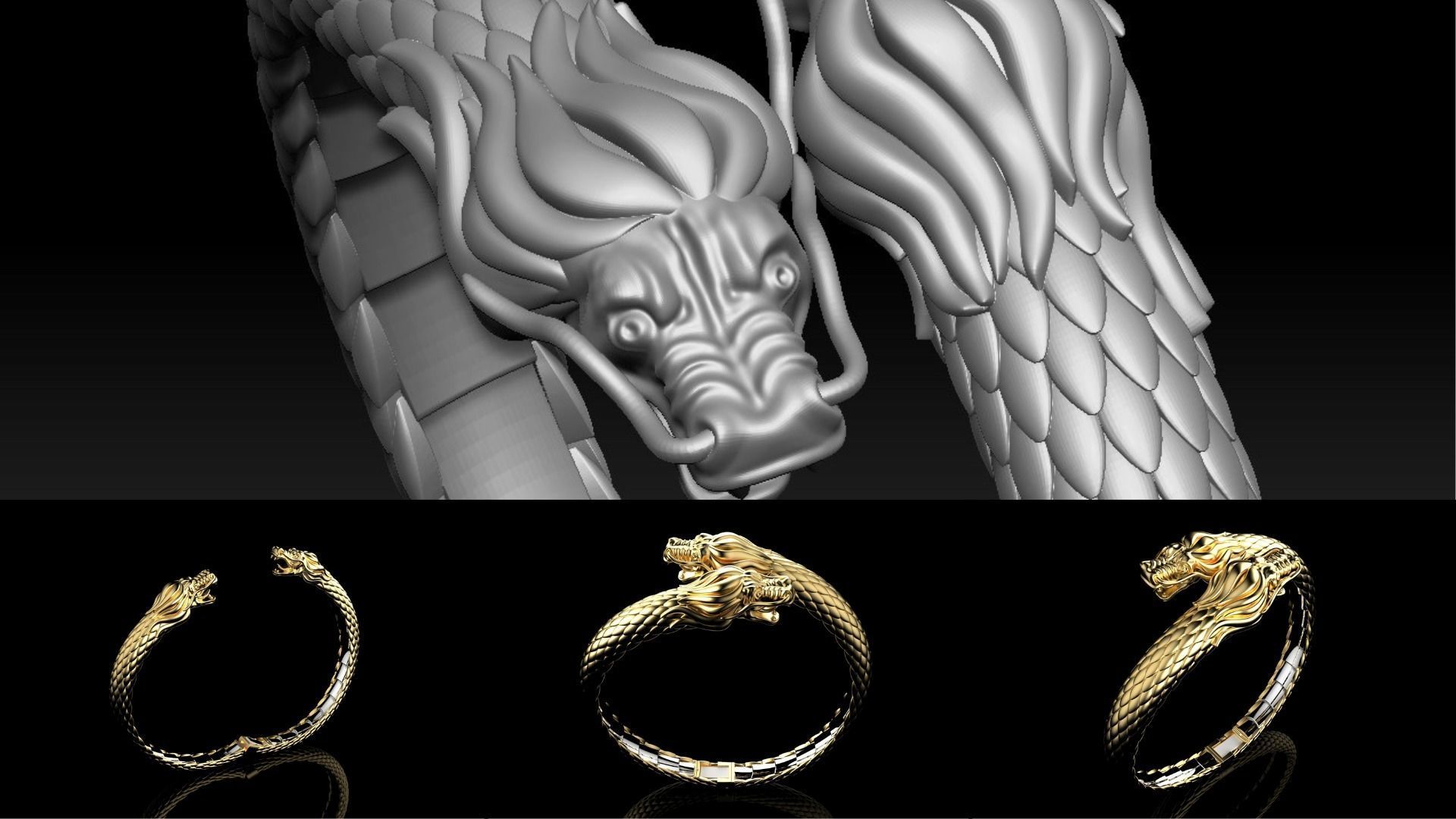 DGJB1-Dragon Bracelet 3DM Main File-STL- Zbrush Files 3D Model Collection_26