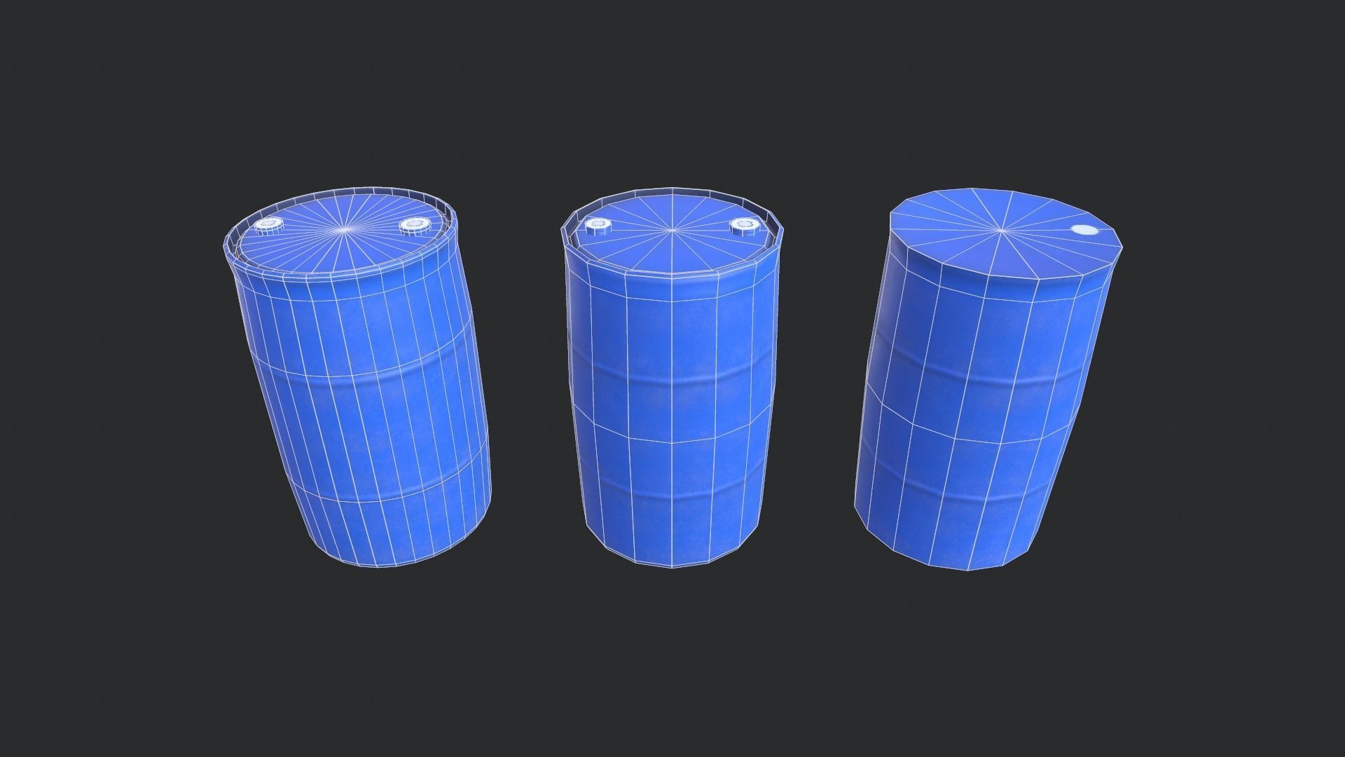 Plastic Drum Low-poly 3D model_5