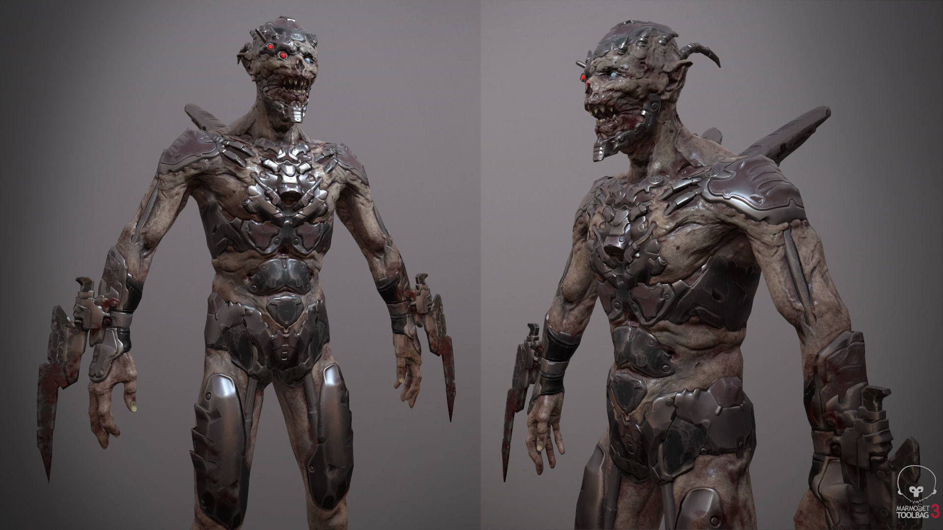 Ghoul soldier Low-poly 3D model_7