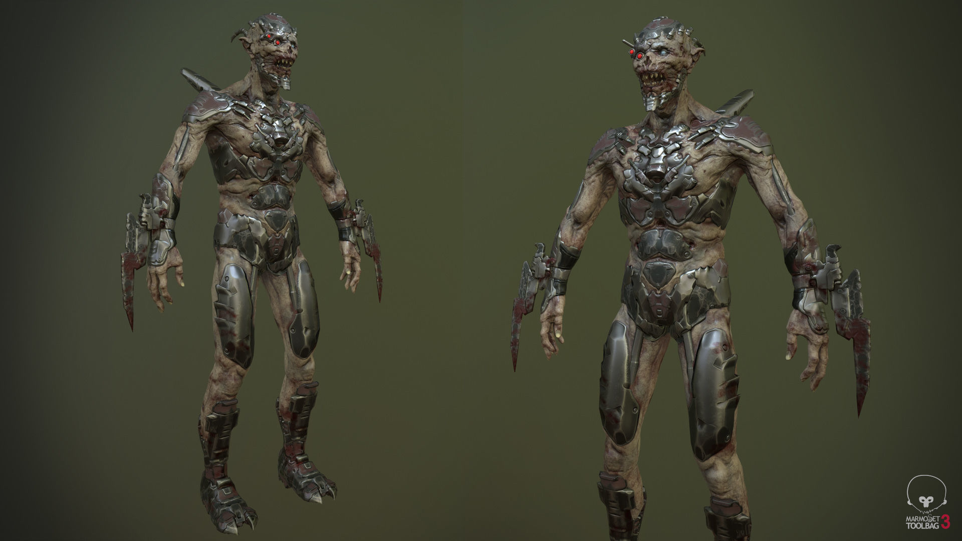 Ghoul soldier Low-poly 3D model_8