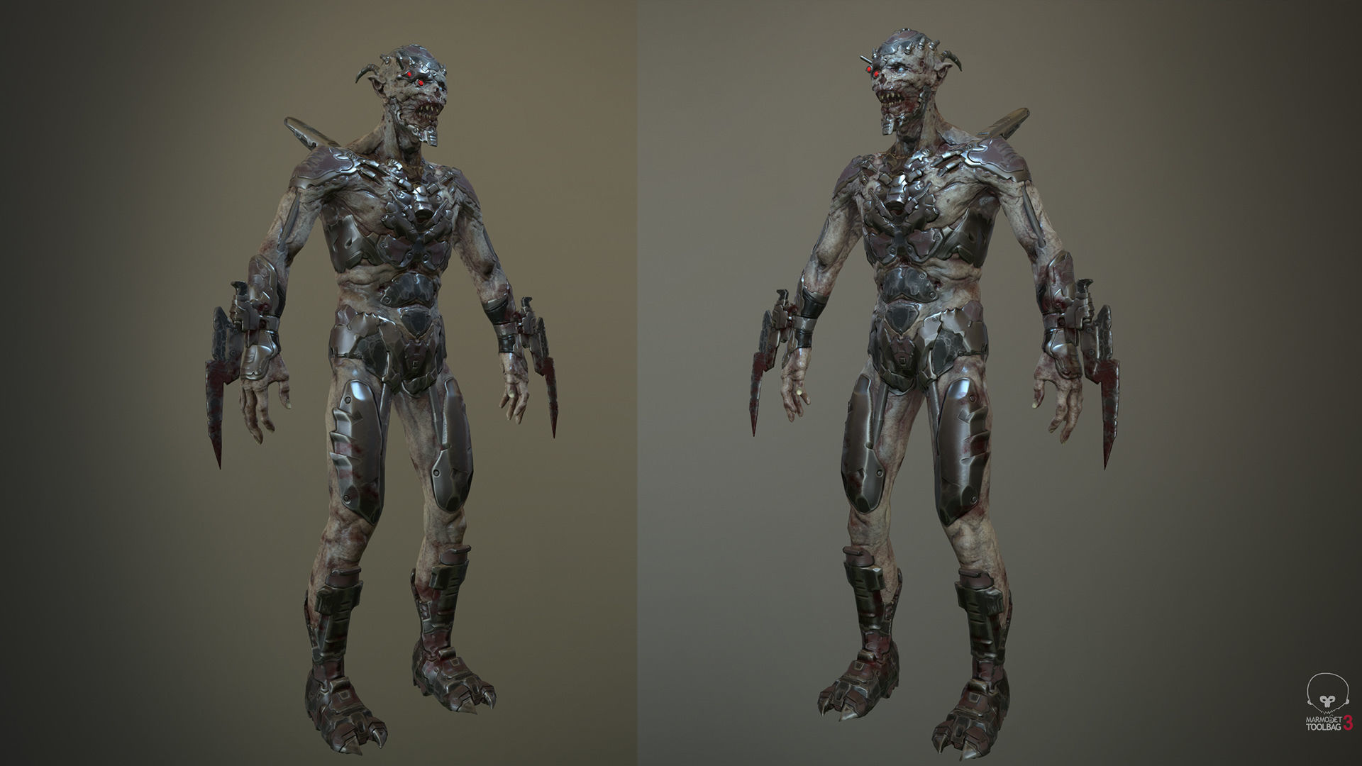 Ghoul soldier Low-poly 3D model_4