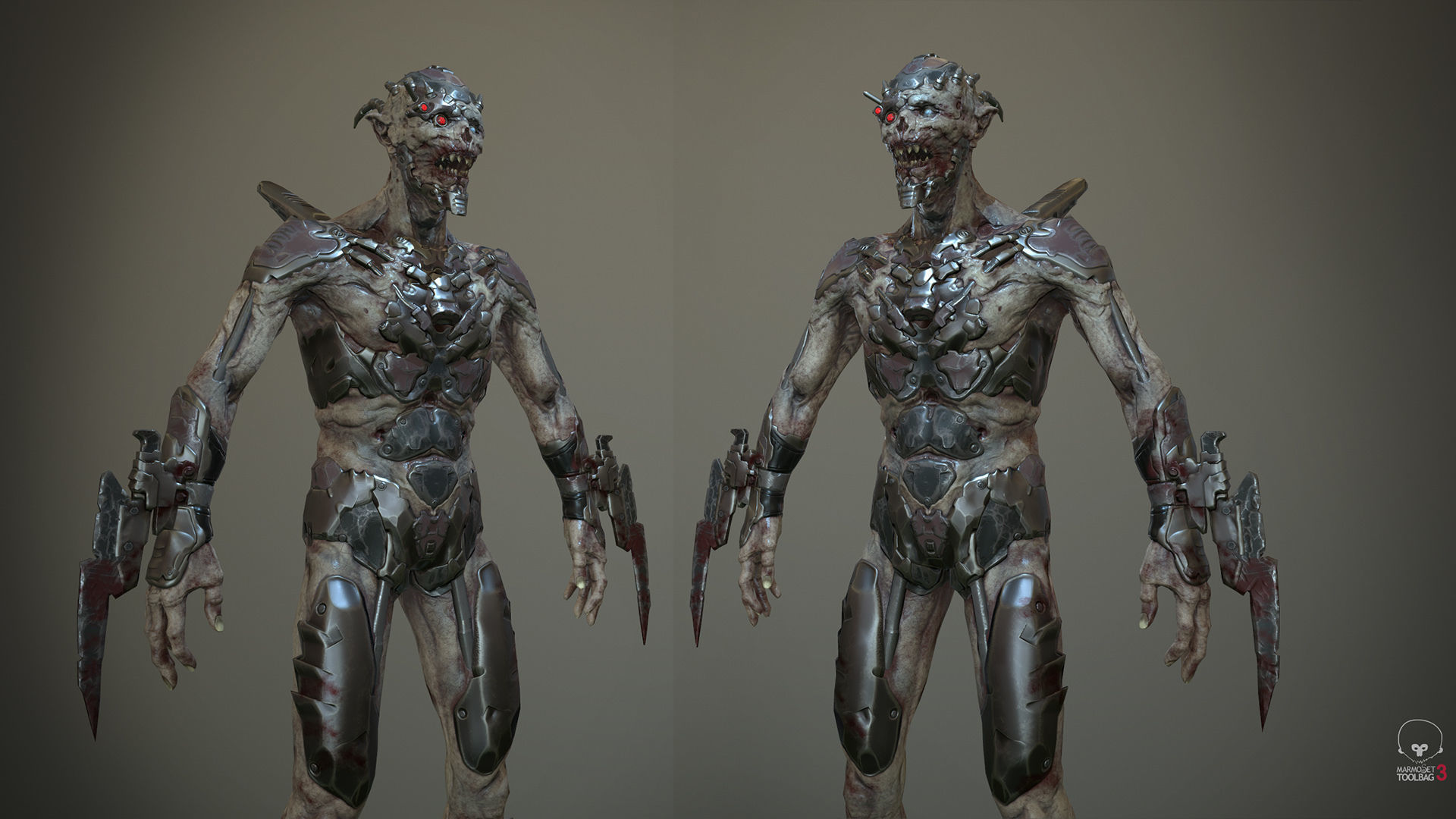 Ghoul soldier Low-poly 3D model_5