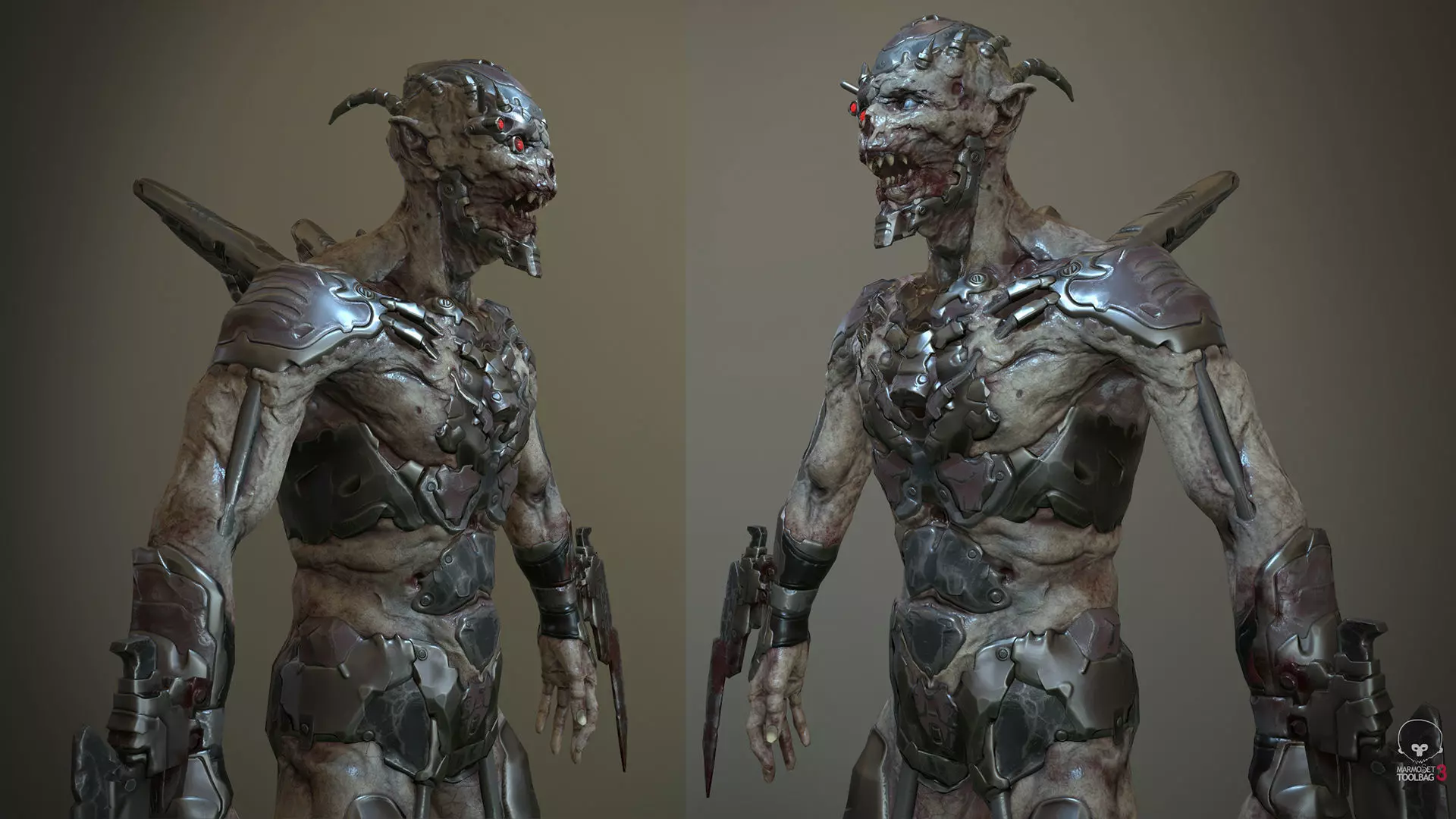 Ghoul soldier Low-poly 3D model_0