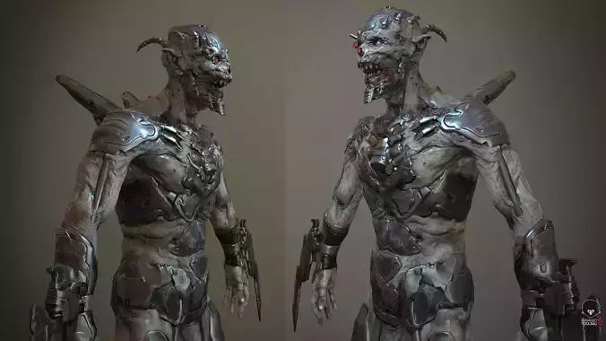 Ghoul soldier Low-poly 3D model