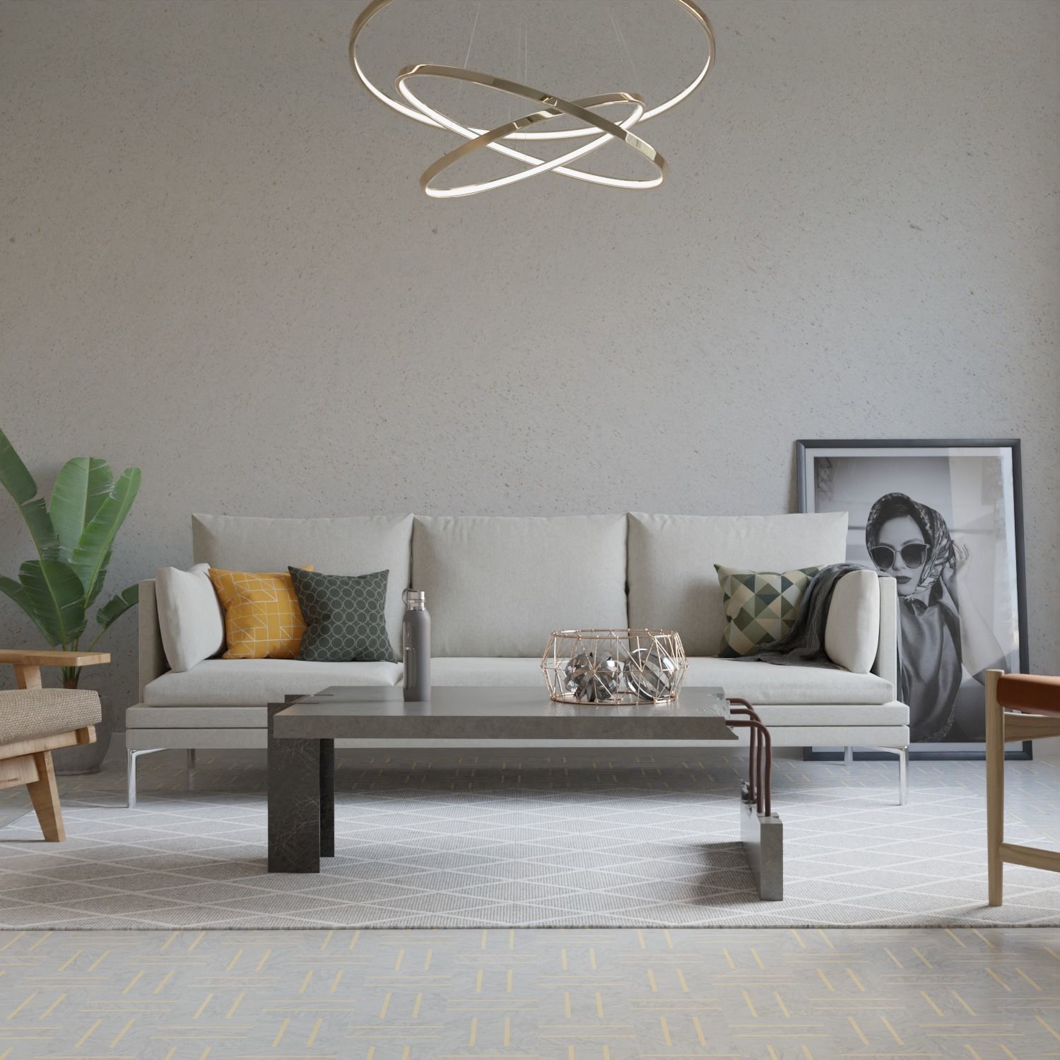 Concrete coffee table 3D model_1