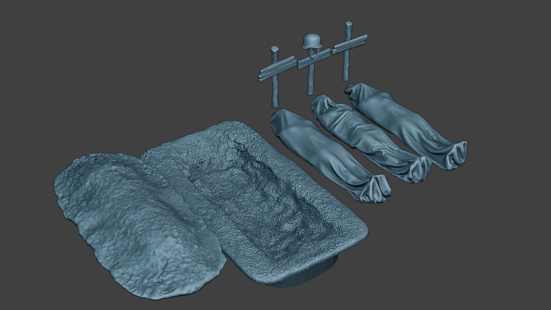 German soldier ww2 Tombs and Corpses G6 3D print model_10