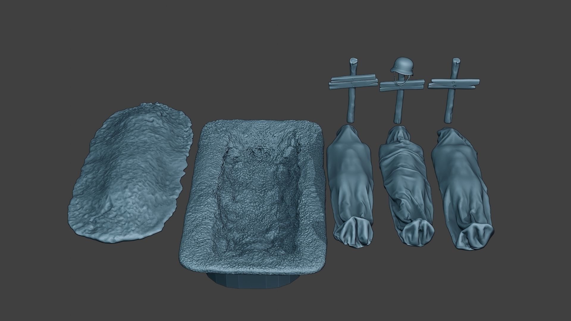 German soldier ww2 Tombs and Corpses G6 3D print model_1