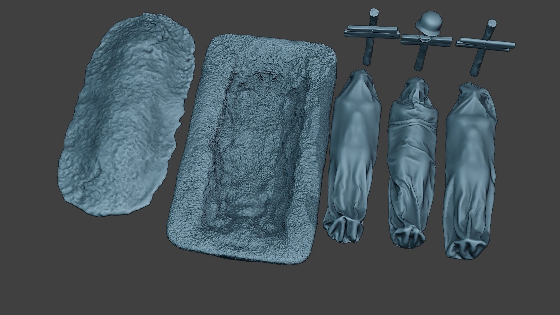 German soldier ww2 Tombs and Corpses G6 3D print model_13