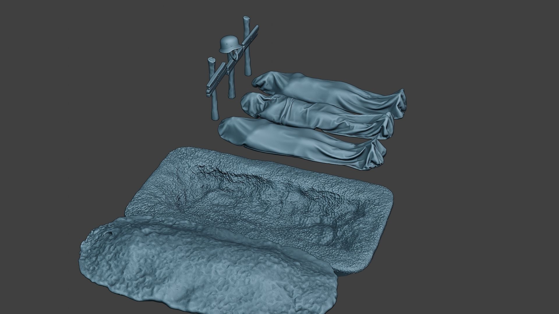 German soldier ww2 Tombs and Corpses G6 3D print model_9