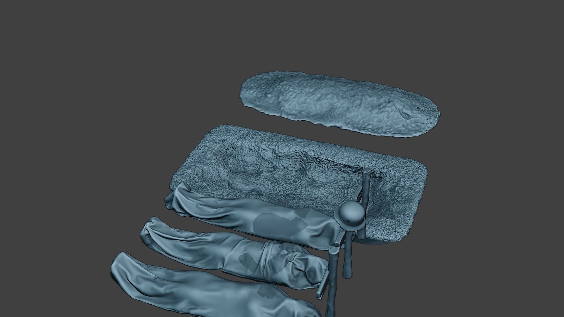 German soldier ww2 Tombs and Corpses G6 3D print model_4