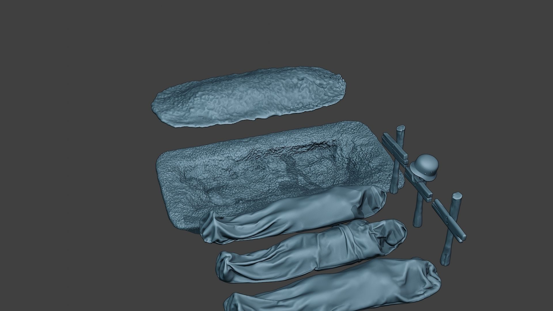 German soldier ww2 Tombs and Corpses G6 3D print model_3