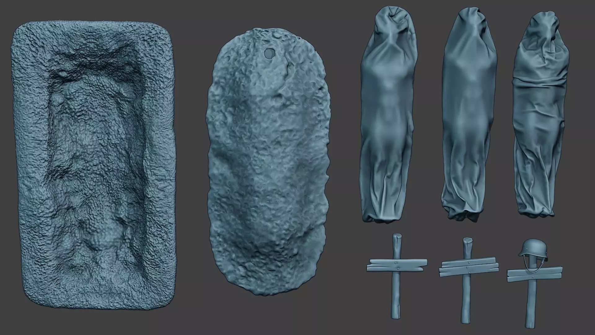 German soldier ww2 Tombs and Corpses G6 3D print model_0