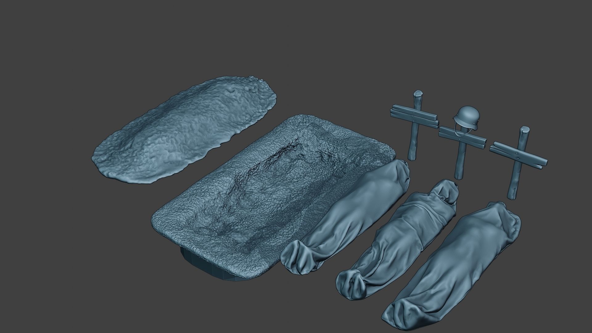 German soldier ww2 Tombs and Corpses G6 3D print model_2