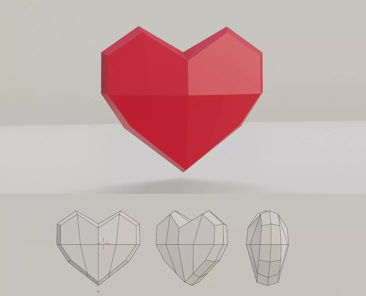 Low Poly Heart Base Mesh Low-poly 3D model_0