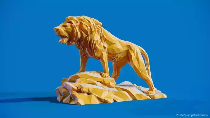 Lowpoly Lion standing on a stone Papercraft 3d print model 3D print model