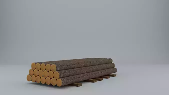 Wooden Logs Low-poly 3D model