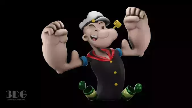 Popeye cartoon character holding bottle