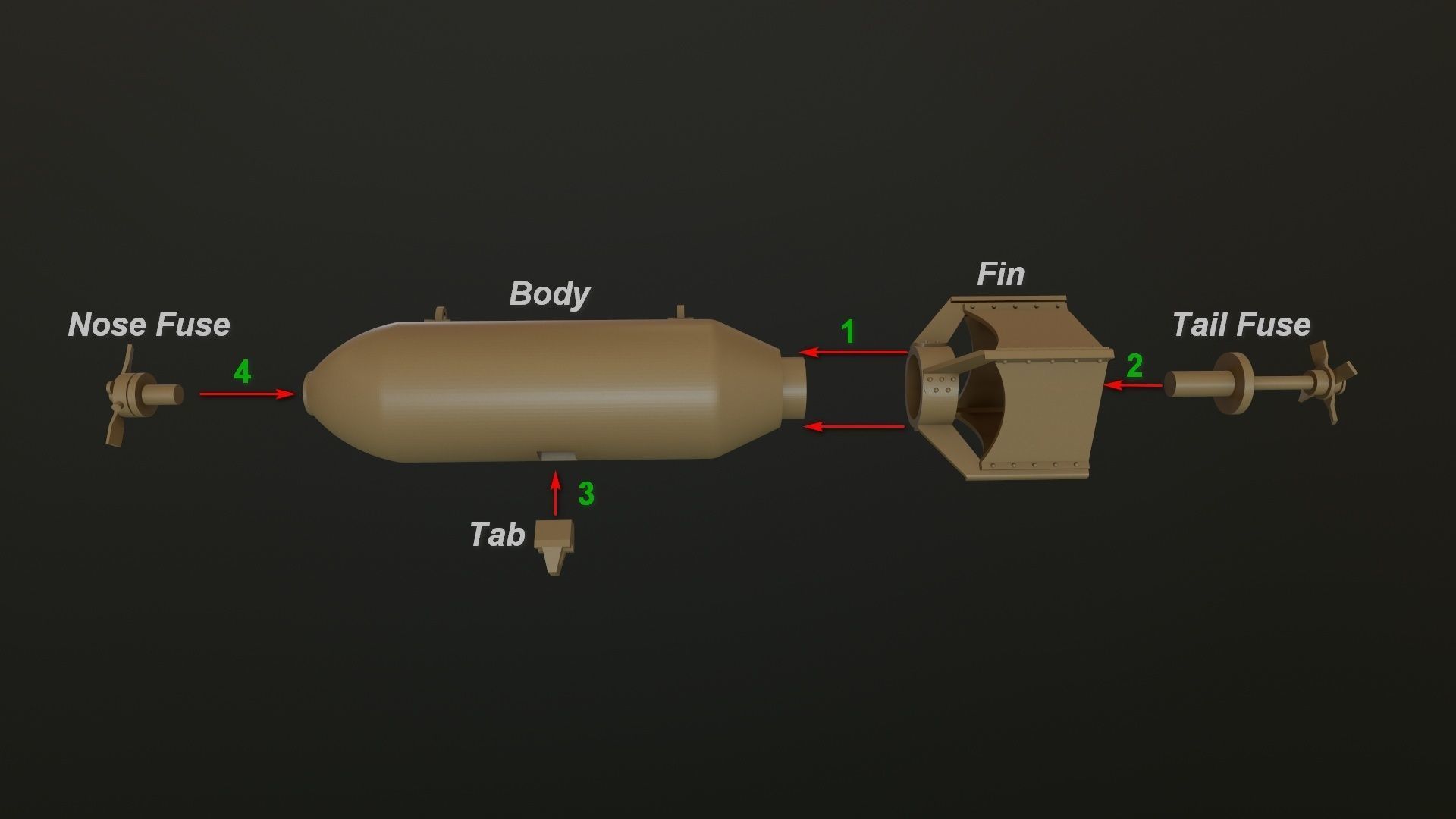 US GP BOMB AN-M30A1 100LB 1-24 3D print model_5
