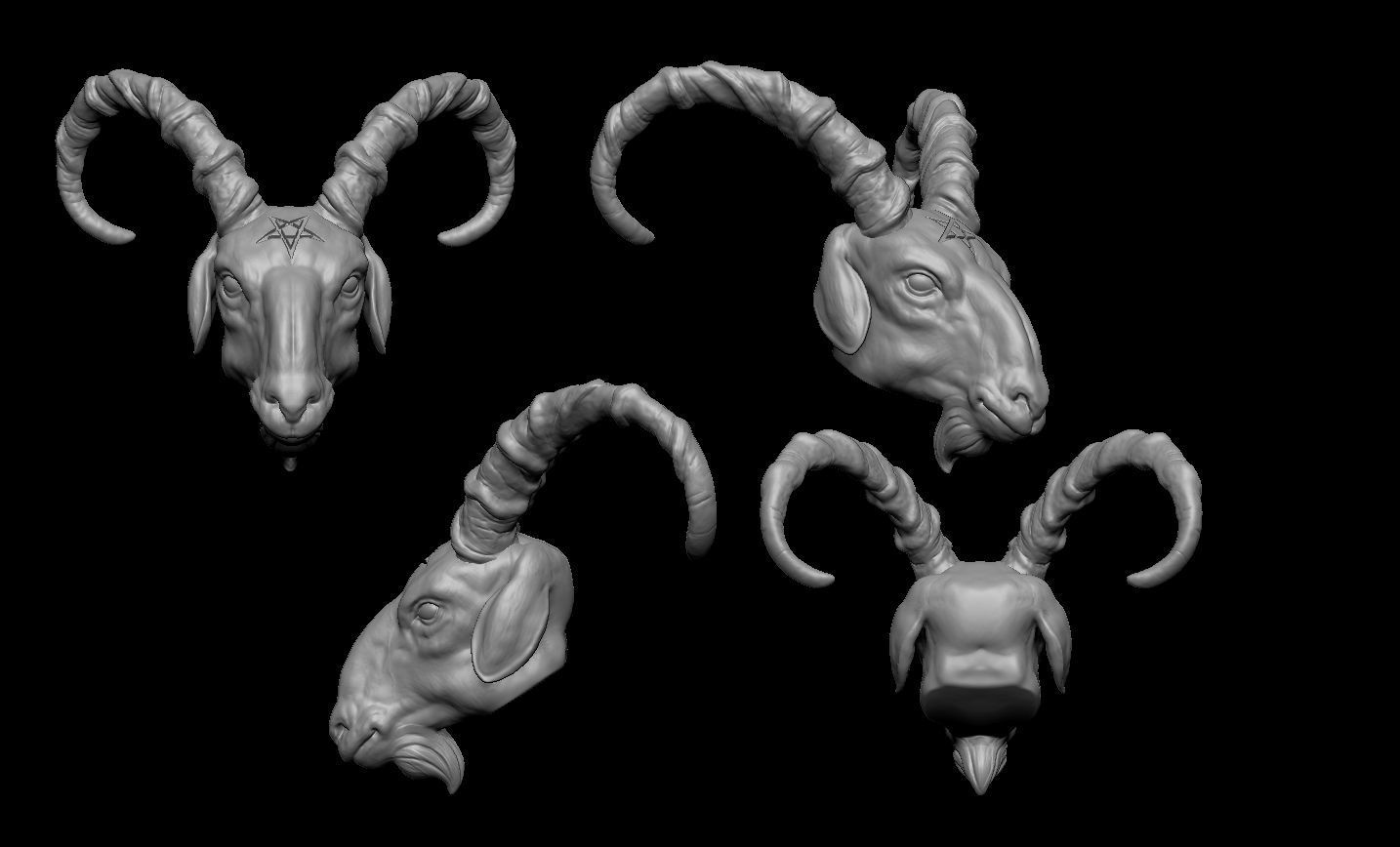 Baphomet Head 2 3D print model_4