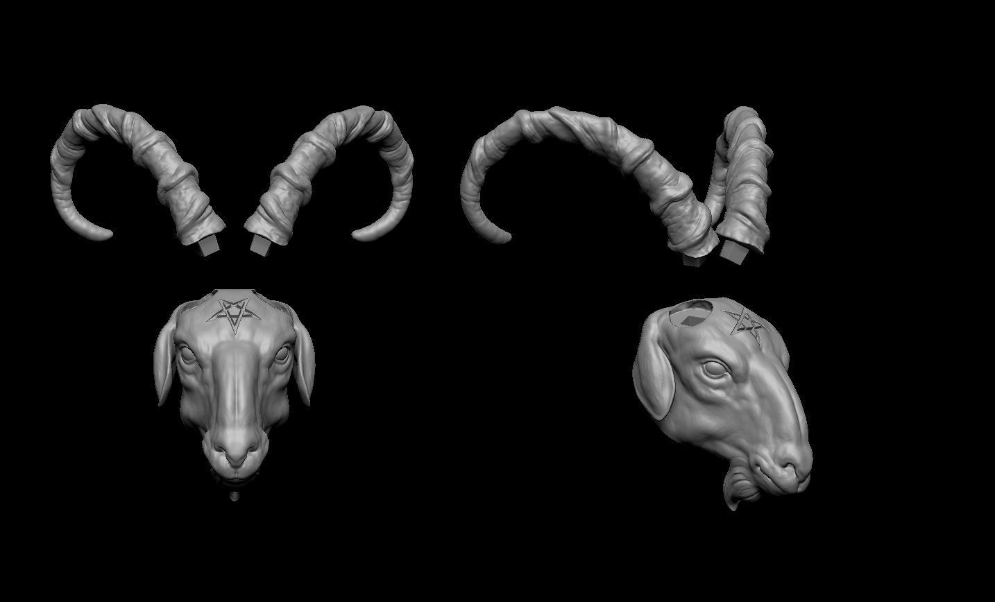 Baphomet Head 2 3D print model_3