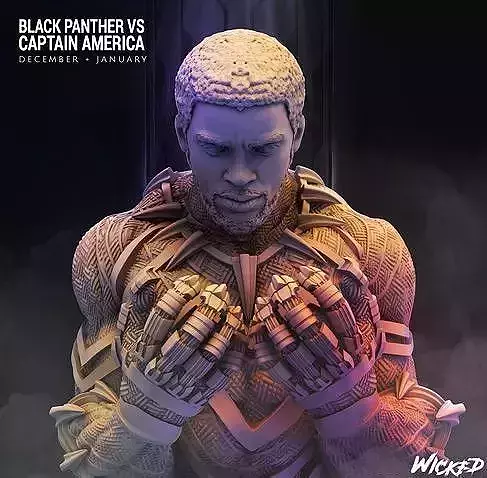 Wicked Marvel Captain America - Black Panther Busts STLs 3D print model