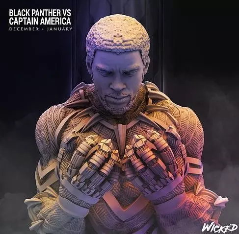 Wicked Marvel Captain America - Black Panther Busts STLs 3D print model_0