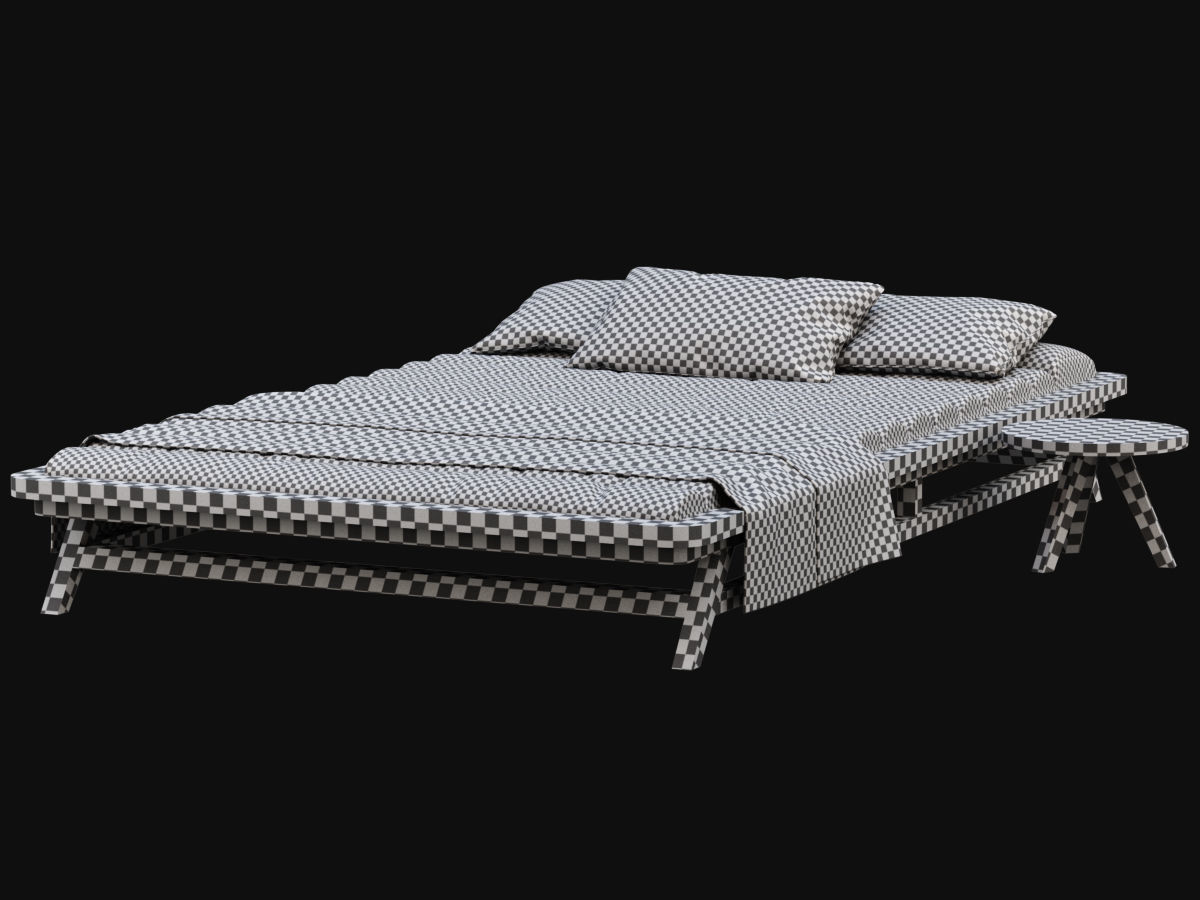 Large wooden outdoor chaise lounge S20  3D model_6