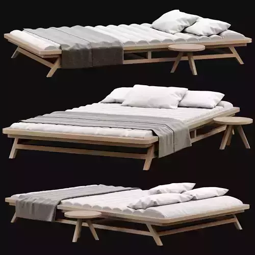 Large wooden outdoor chaise lounge S20  3D model