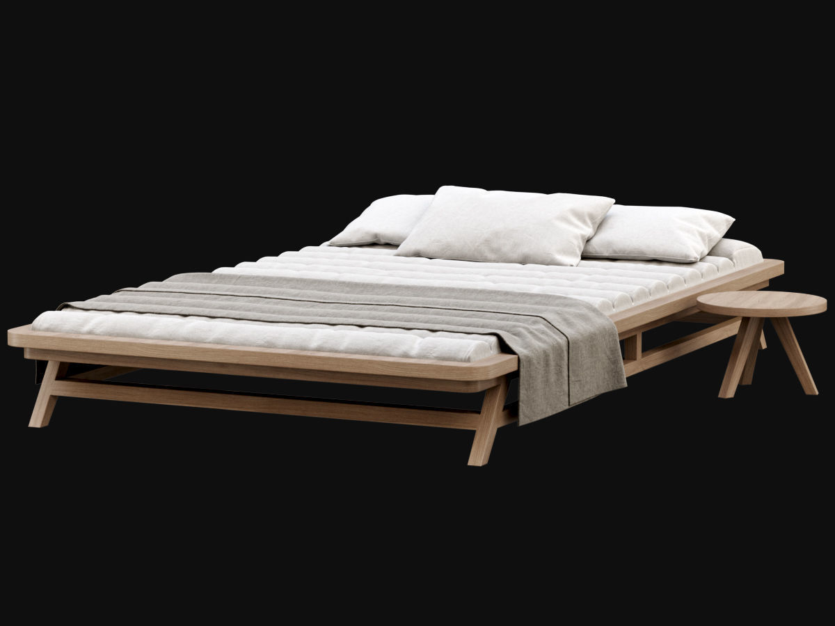 Large wooden outdoor chaise lounge S20  3D model_1