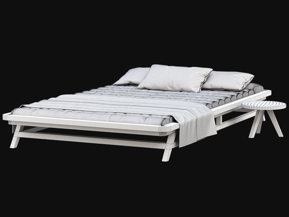 Large wooden outdoor chaise lounge S20  3D model_5