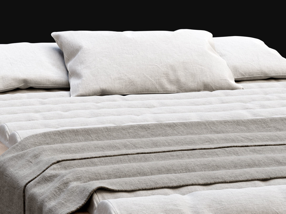 Large wooden outdoor chaise lounge S20  3D model_2