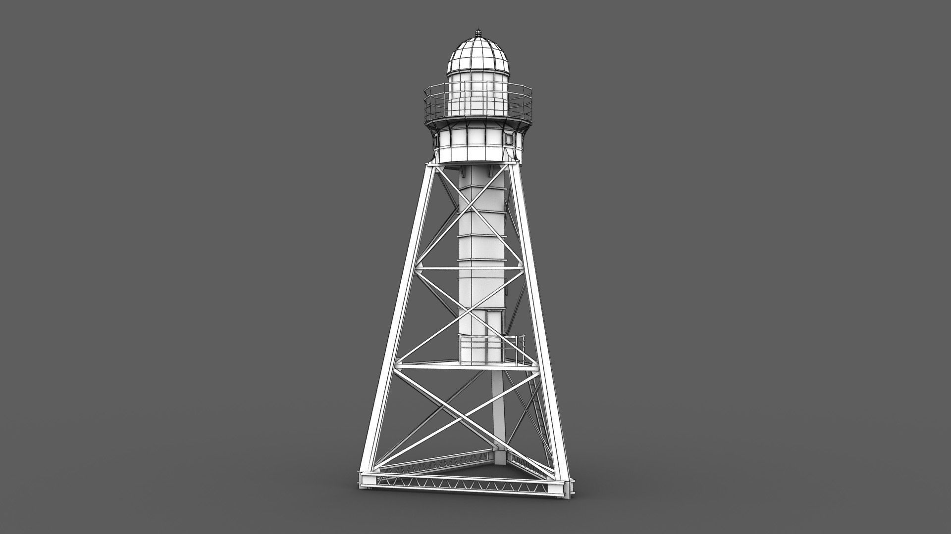 White Metal Lighthouse Low-poly 3D model_6