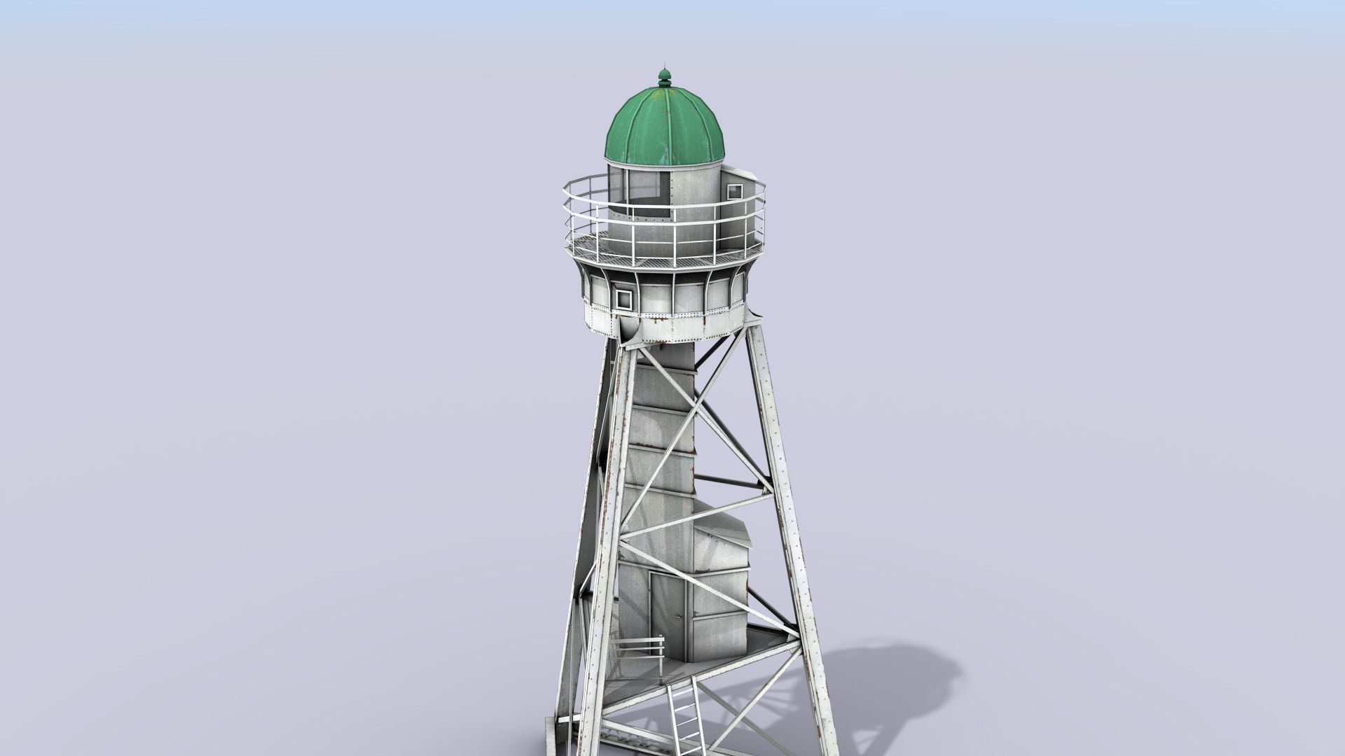 White Metal Lighthouse Low-poly 3D model_3