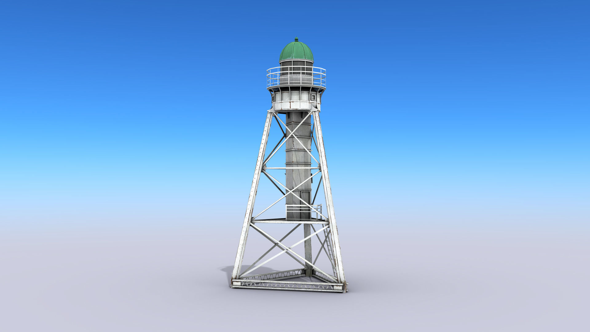 White Metal Lighthouse Low-poly 3D model_1