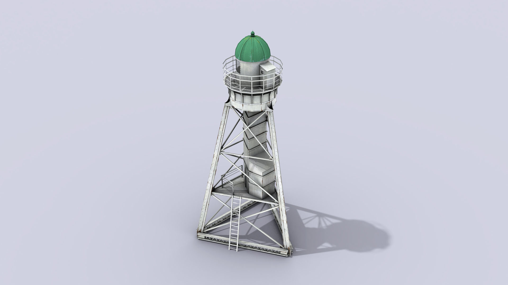 White Metal Lighthouse Low-poly 3D model_4