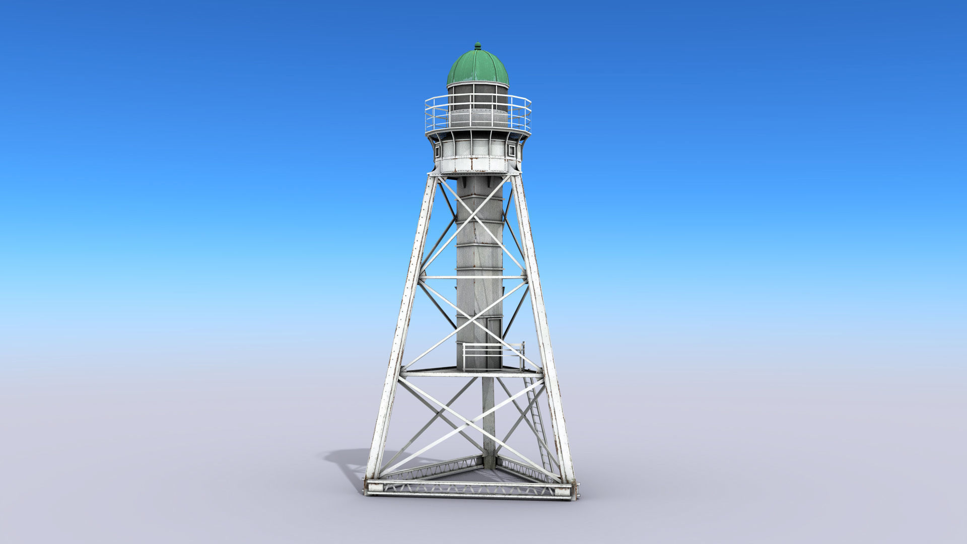 White Metal Lighthouse Low-poly 3D model_5