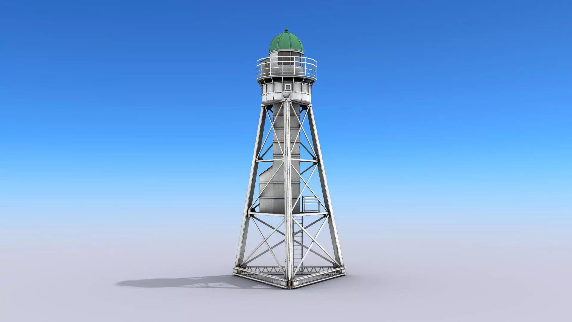 White Metal Lighthouse Low-poly 3D model_0