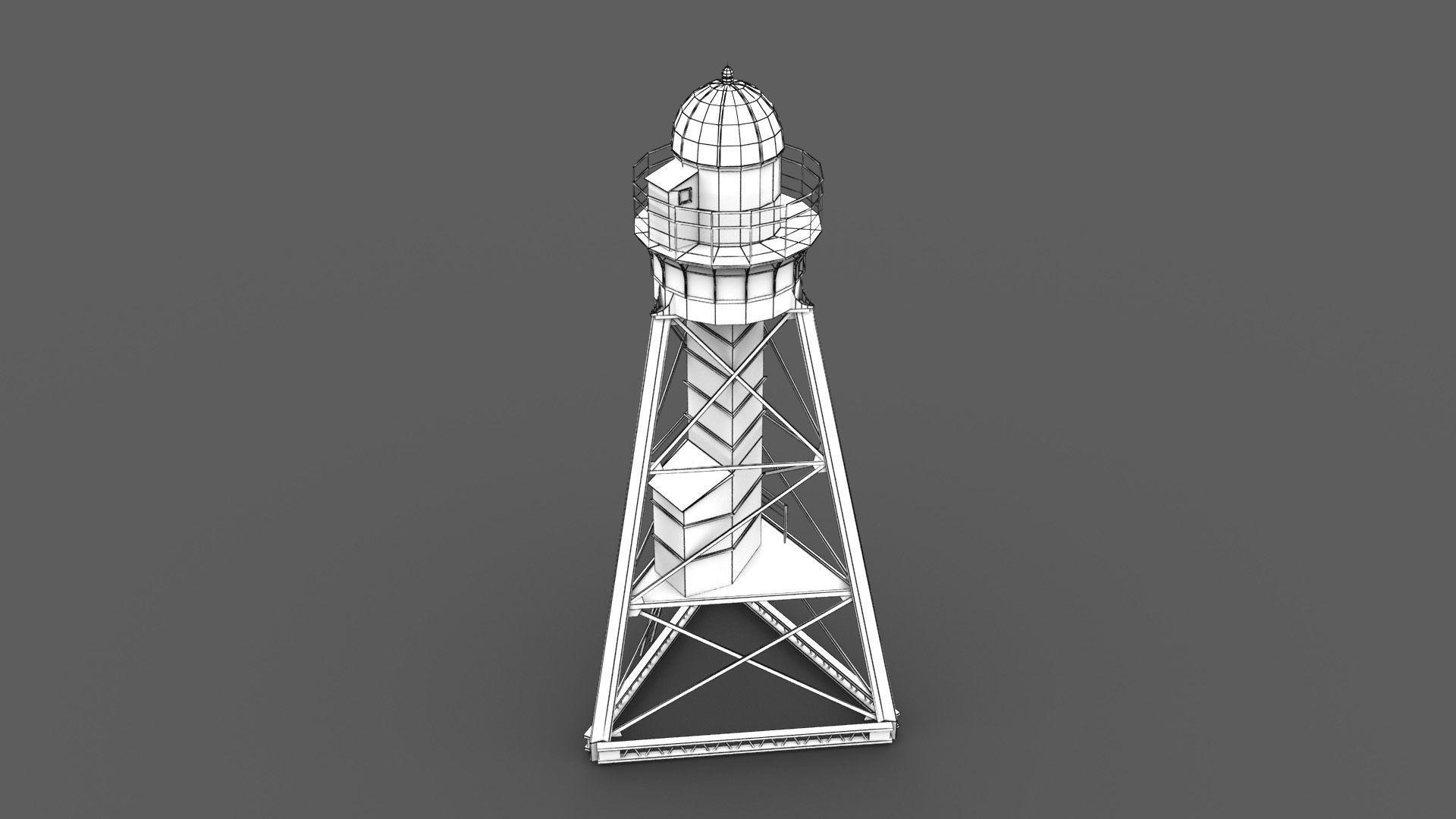 White Metal Lighthouse Low-poly 3D model_7
