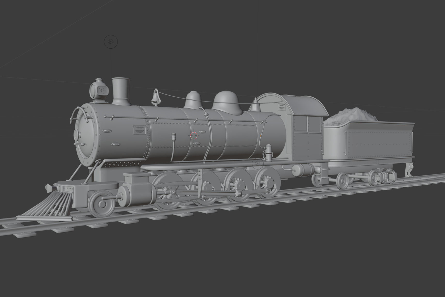 Old train locomotive and wagon 3D model_3
