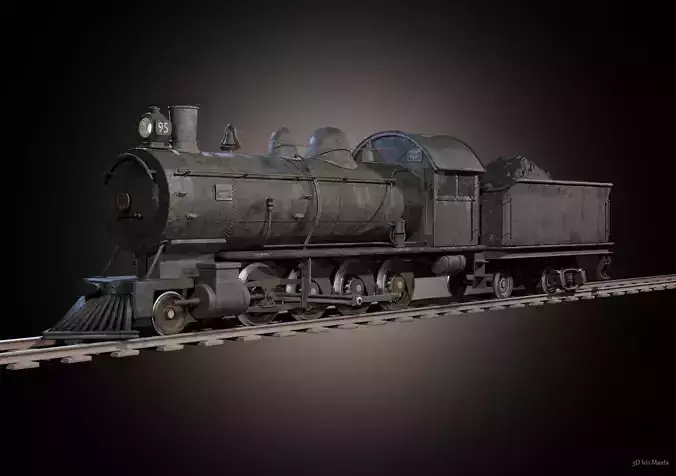 Old train locomotive and wagon