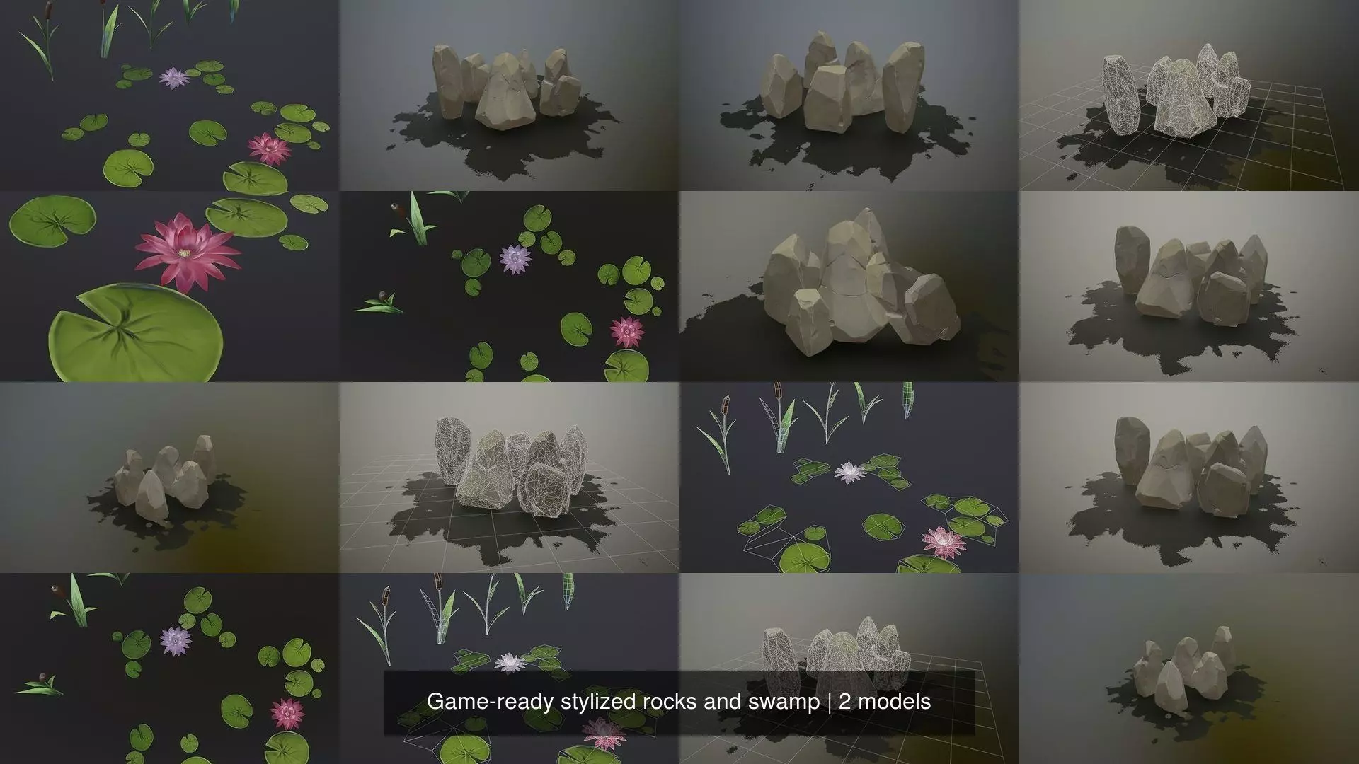Game-ready stylized rocks and swamp 3D Model Collection_3