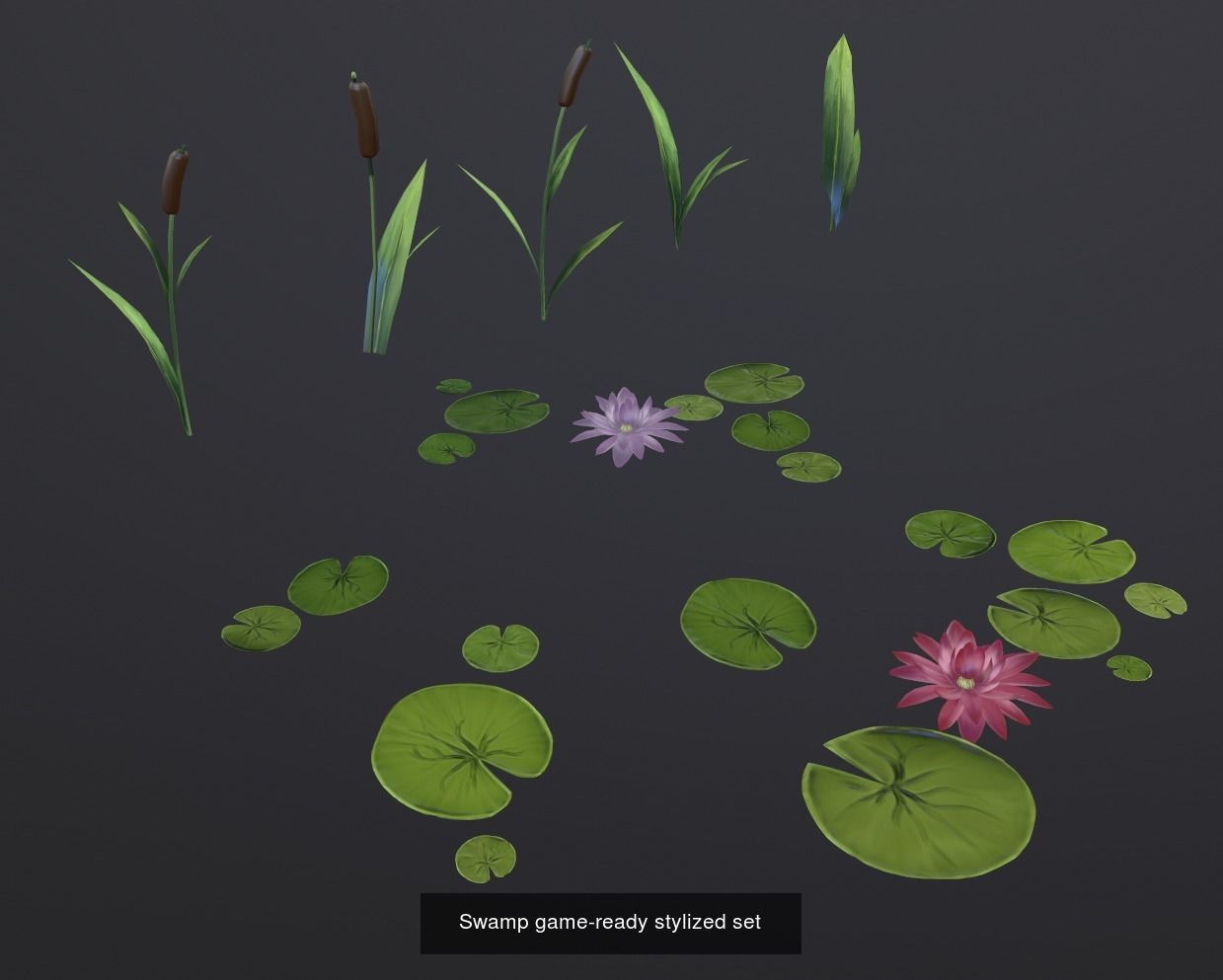 Game-ready stylized rocks and swamp 3D Model Collection_5