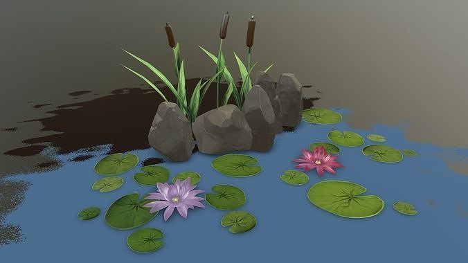 Game-ready stylized rocks and swamp 3D Model Collection