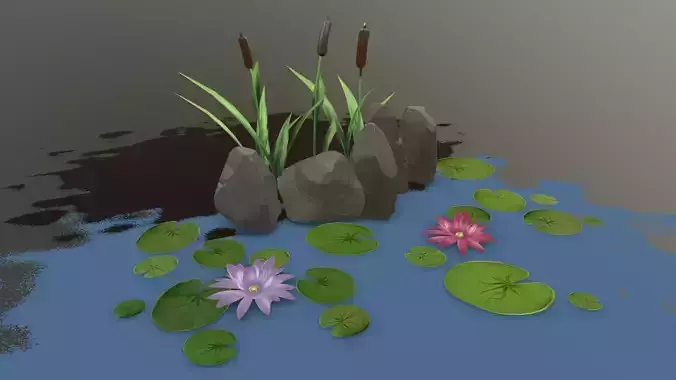 Game-ready stylized rocks and swamp 3D Model Collection