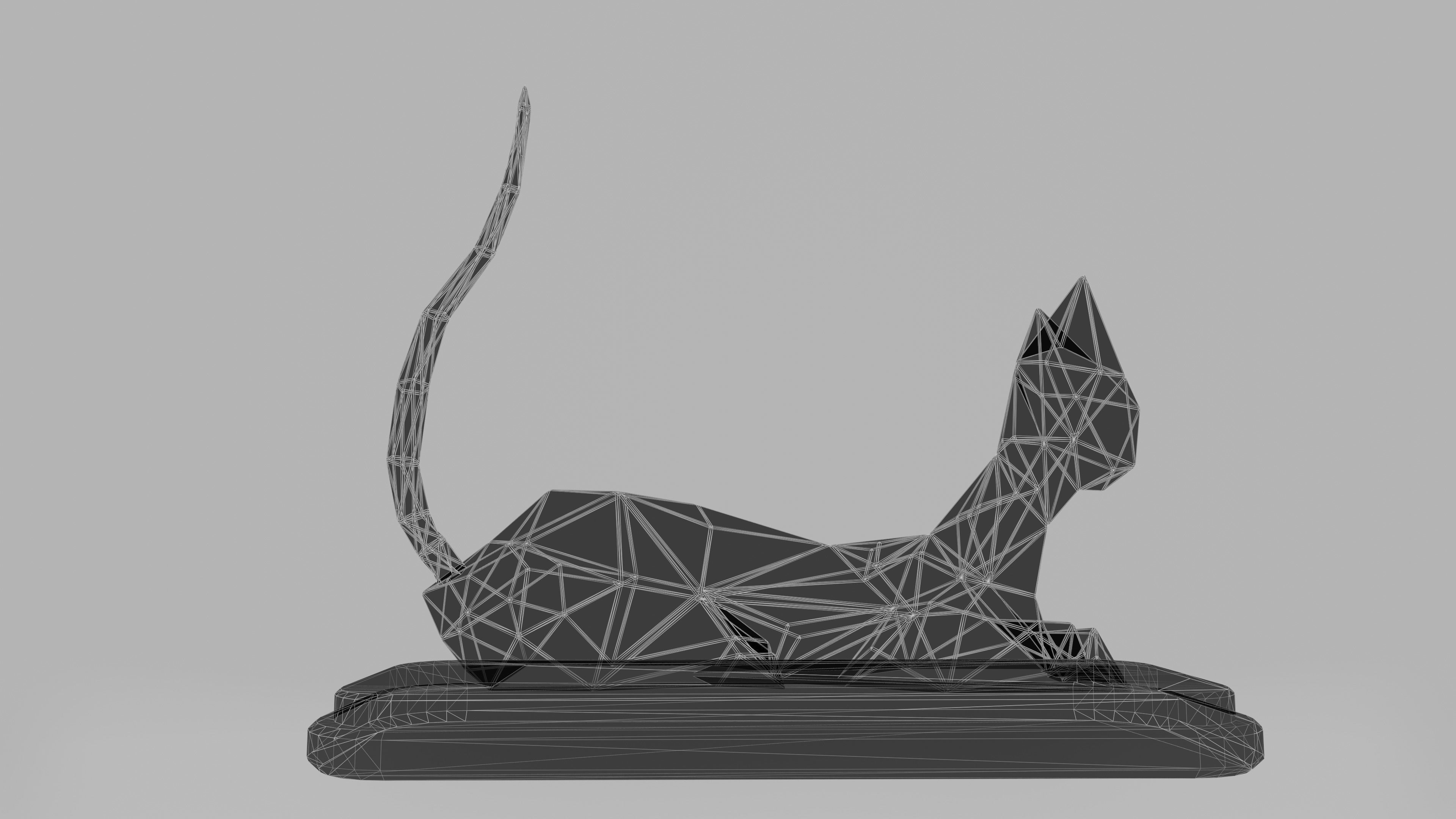 Wooden Cat Statue Low-poly 3D model_21