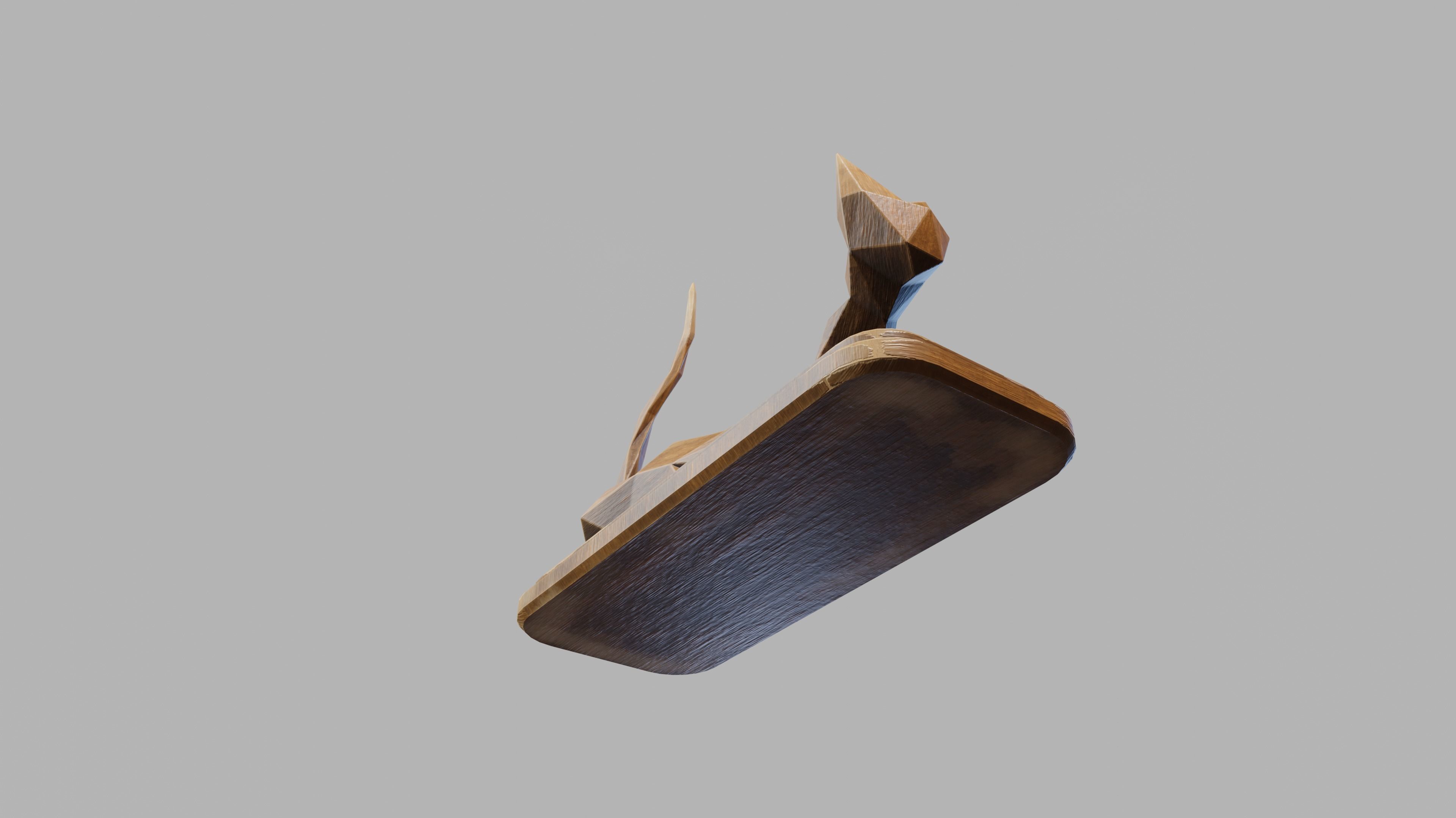 Wooden Cat Statue Low-poly 3D model_19