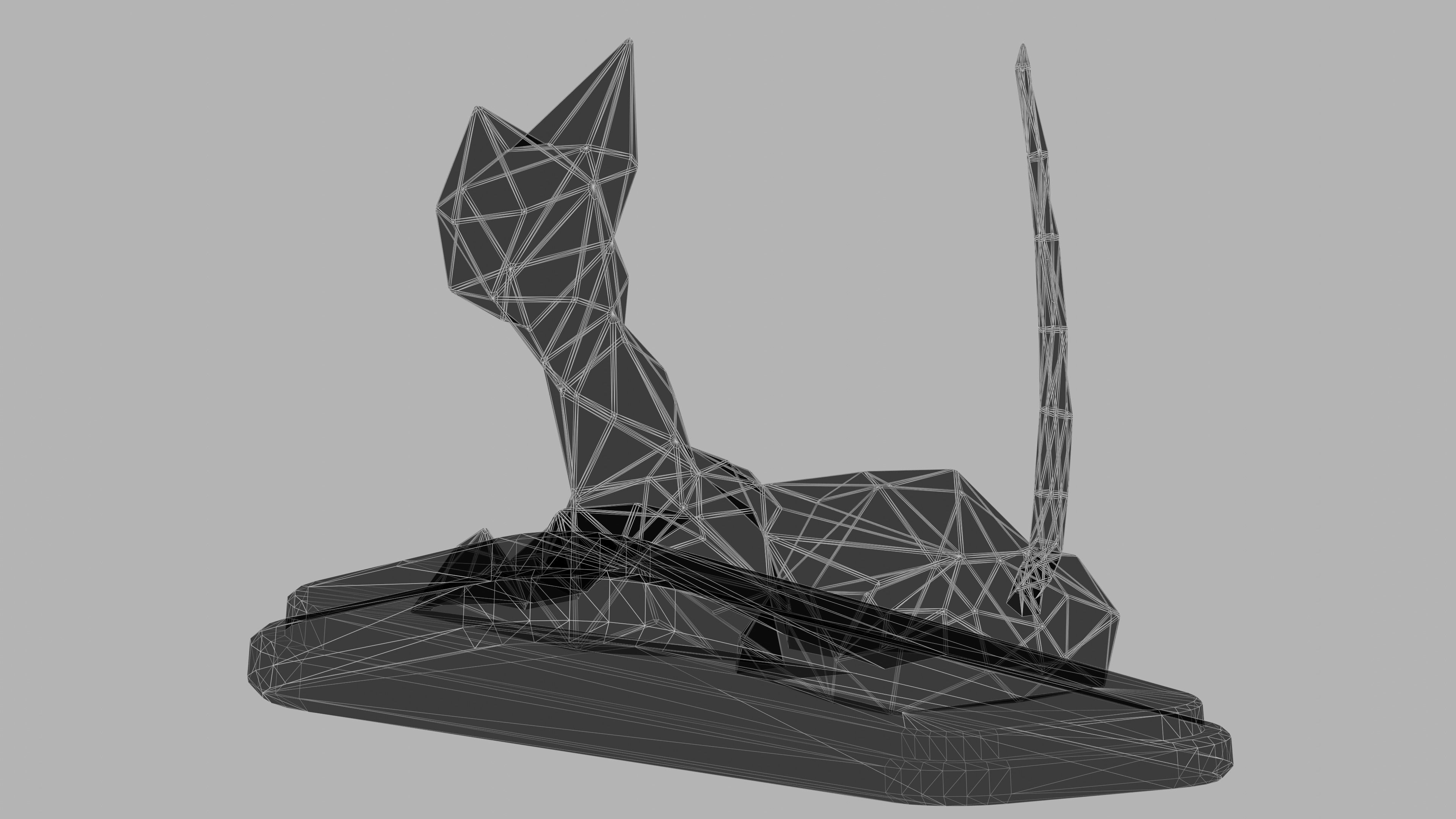 Wooden Cat Statue Low-poly 3D model_23