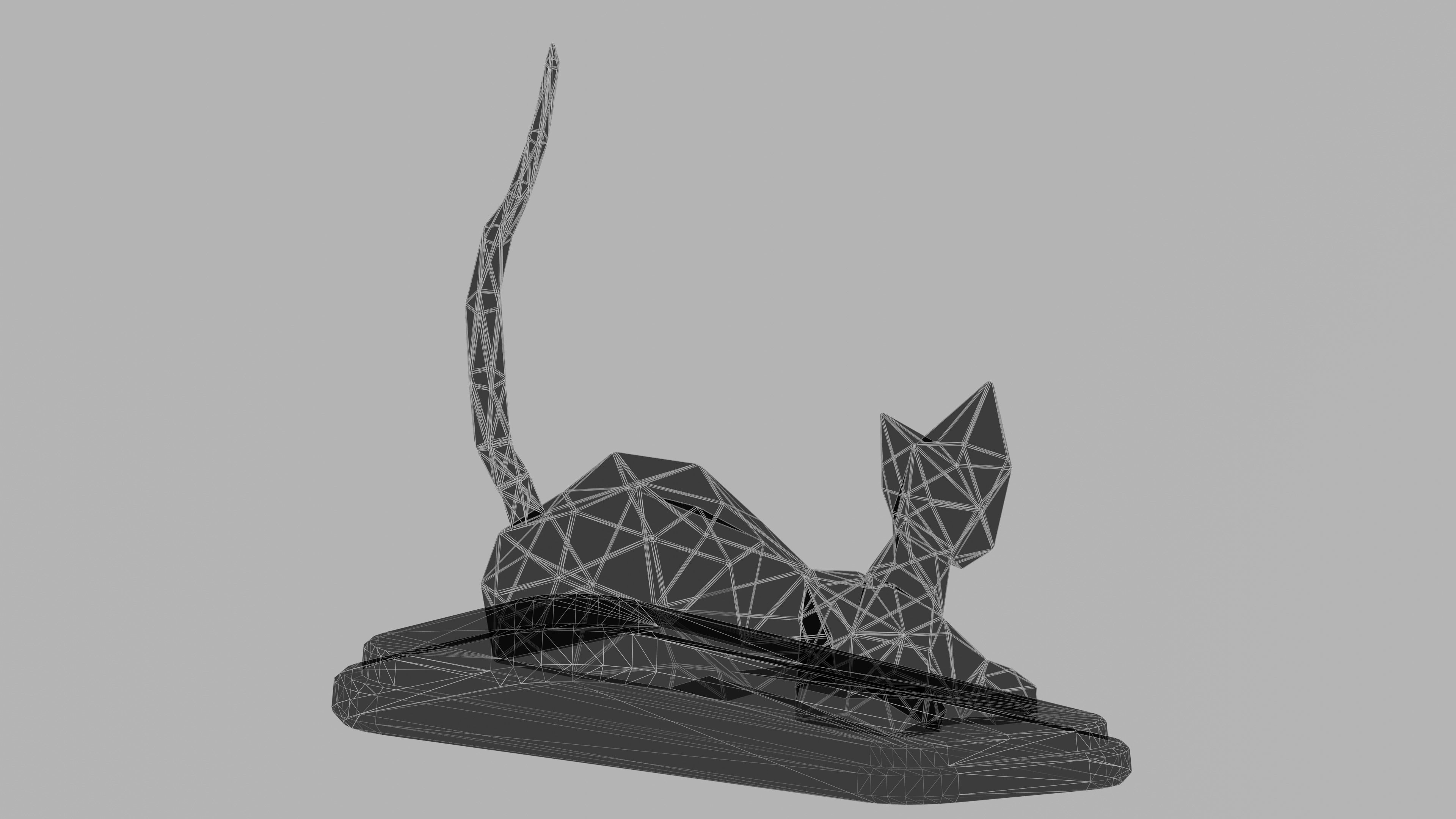 Wooden Cat Statue Low-poly 3D model_24
